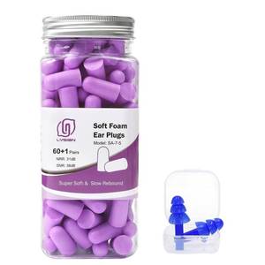 lot 8202 image: LYSIAN Foam Ear Plugs for Sleep, 60 Pairs, 38dB SNR, Purple