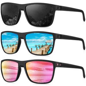 lot 8205 image: KALIYADI Polarized Sunglasses Men, Lightweight Mens Sunglasses Polarized UV Protection Driving Fishing Golf (BlackIce BluePink Lens)