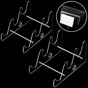 lot 8231 image: Elsjoy 2 Pack Acrylic Display Stand, 3-Tier Mechanical Keyboard Holder, Desktop Clear Rack Computer Storage Shelf for 6 Keyboards (Each Holds 3)