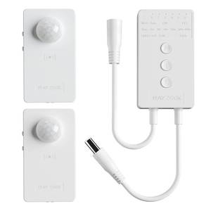 lot 8232 image: RAYZEEK Wireless Motion Sensor Controller Kit-No Wiring Mini PIR Sensor Switch 1224VDC RF Wireless Control Led Strip Lights with Dimmable,Timer for Stairway(1 �Controller2 �Motion Sensor)