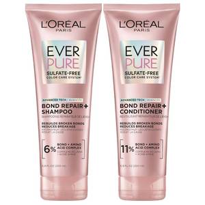 lot 8234 image: LOreal Paris Sulfate Free Bond Repair Shampoo and Conditioner Set with Bond  Amino Acid Complex, Strengthens and Repairs Damaged or Color Treated Hair, EverPure, 13.6 Fl Oz Set (Packaging May Vary)