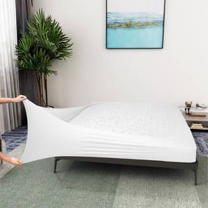 lot 8242 image: ALYVIA SPRING King Box Spring Cover Jersey Knit Stretchy, White