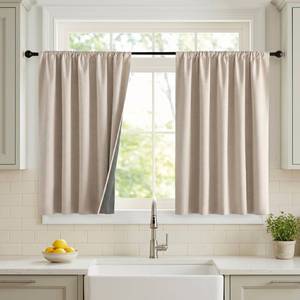 lot 8245 image: NICETOWN Linen 100% Blackout Curtains 36 inch Length Rod Pocket