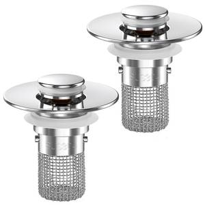 lot 8250 image: Bathroom Sink Drain Strainer,(2PCS) Pop-up Sink Drain Strainer with Removable Stainless Steel Strainer Basket Hair Catcher, Bathroom Sink Strainer for Bathroom Sink Stopper Replacement