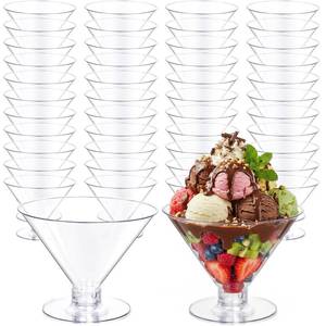 lot 9592 image: YOUBET 100PCS Clear Plastic Martini Glasses for Parties Weddings Bars