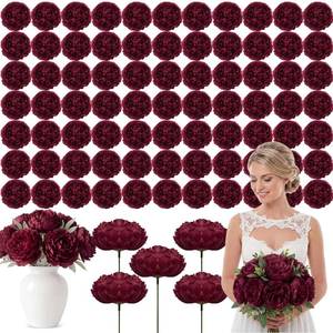 lot 9595 image: Suncalla Artificial Peony Rose Flowers Heads 4.7 Inches Silk Fake Peony Head Flowers for Wedding Bridal Bouquet Home Floral DIY Centerpieces Tables Party Decorations(Burgundy,100 Pcs)