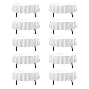 lot 9597 image: Dailyset 10-Pack White Round Tablecloths, 70 in, for 3-4 Ft Round Tables