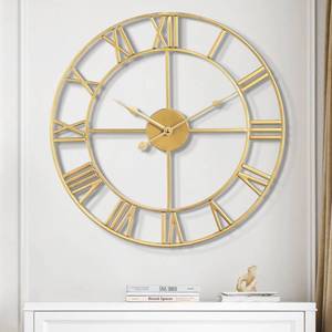 lot 9603 image: 1st owned Large Wall Clock Silent Non-Ticking Roman Numerals Vintage Battery Operated (24 inch,18inch,16inch) Farmhouse Wall Clock for Living Room, Bedroom, Kitchen, Cafe Decor-Gold 40CM