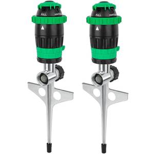 lot 9619 image: 2 Pack RESTMO Gear Drive Sprinkler with Metal T-Spike Base,Green