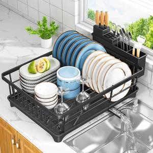 lot 9622 image: Kmiectse Dish Drying Rack for Small Kitchen Counter with Utensil Holder