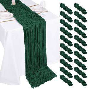 lot 9627 image: 20 Pack Cheesecloth Table Runner - 17x108 Inch Emerald Green Boho Gauze Cheese Cloth Table Runners for Baby Bridal Shower Decoration Wedding Party Summer Garden Farmhouse