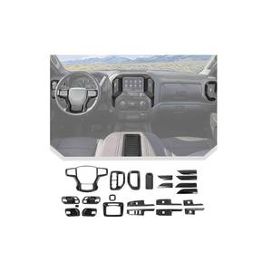 lot 9637 image: JeCar 24pcs Black Carbon Fiber Interior Accessories Trim Kit for 2019-2021 Chevrolet Silverado - Dashboard, Window Switch, Door Handle Panel Decoration Upgrade