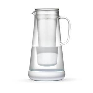 lot 9667 image: LifeStraw Home �� Water Filter Pitcher, 7-Cup, White, Glass with Silicone Base, BPA Free Designed for Everyday Protection Against Bacteria, Parasites, Microplastics, Lead, Mercury
