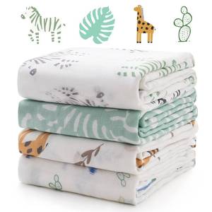 lot 9679 image: Momcozy Muslin Swaddle Blankets, 4-Pack, Large 47x47, Breathable