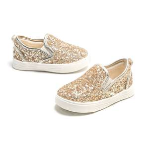 lot 9682 image: Tegeek Sparkly Sneakers for Girls 3-12 Years Slip-On Comfort Fit Casual Princess Shoes(TS01 Little Kid,Gold13M)