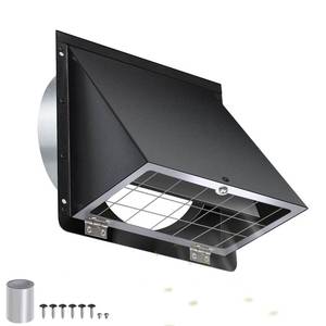 lot 9685 image: 4 Inch Dryer Vent Cover Outside,Galvanized Steel Hooded Wall Vent Cover with Screen & Flap,Metal Wall Mount Exhaust Vent Cover,Exterior Dryer Vent Hood Outdoor Dryer Vent Cover for Bathroom Fan-Black