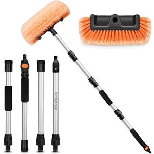 lot 9688 image: ARTIPOLY 72 Car Wash Brush with Long Handle, Flow-Thru Soft Bristle Car Washing Brush with Extendable Handle and Hose Attachment and OnOff Switch for Car, RV, SUV, Truck, Boat, House Siding