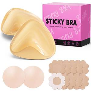 lot 10154 image: Mearter Ultra Push up Sticky Bra Pads Inserts  Double Sided Adhesive Bra Inserts  Stick on Bra for Sports Bra Swimsuit (Medium, Beige)