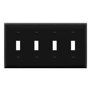lot 10163 image: ENERLITES Quad Toggle Light Switch Wall Plate, Standard Size 4-Gang 4.50 x 8.19, Unbreakable Polycarbonate Thermoplastic, 8814-BK, Black
