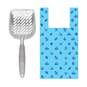 lot 10172 image: SunGrow Cat Litter Scoop and Bag Combo, Stainless Steel Deep Shovel, 60 Plastic Poop Bags with Easy-Tie Handles, Ideal for Felines & Dogs, 1 Set Per Pack