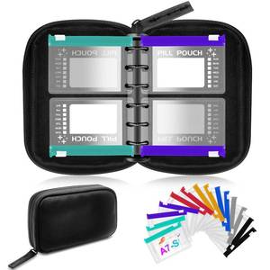 lot 10175 image: Timueetech A7 Waterproof Pill Organizer with 14 S Zippered Pill Pouches for A7 Binder, Small BPA-Free Weekly Medicine Organizer, Color-Coded Reusable Travel Pill Storage System