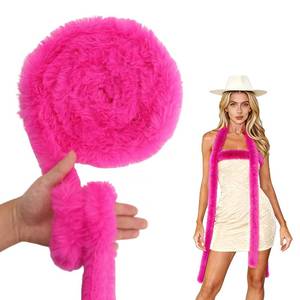 lot 10183 image: Hot Pink Faux Fur Trim Ribbon, Furry Faux Fur Strips for Sewing 1.77 in