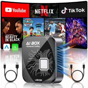 lot 10196 image: 2026 Upgraded 3 in 1 Wireless CarPlay Adapter,Enhanced Cooling Fan,AI Magic Box Video Player for Apple iPhone&Android, Built-in Net-Flix YouTube Tiktok with 5.8GHz WiFi USB TF Card for OEM CarPlay Car