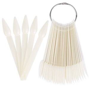 lot 10204 image: 160 Pcs Plastic Nail Swatch Sticks Stiletto Nail Swatches Sample Sticks Nail Color Display Sticks with Metal Rings