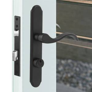 lot 10210 image: ReigaHood US Flat Slot Storm Door Handle Complete Set Fits for Larson and Wright Screen Door Hardware, 2-12 Handle PZ, 78 Backset, 7-14 Trimplate H.C., Non-Handed, Matte Black