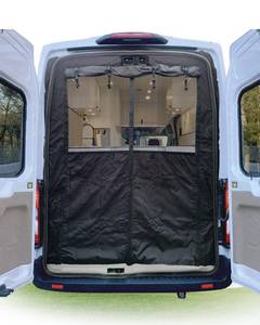 lot 11647 image: Vanhoxcci Van Bug Screen with Privacy Panel Fit for Ford Transit 150 250 350 2015-2025 High Roof Rear Door Mosquito Net Campervans Flyscreen Mesh, Center Magnetic Closure