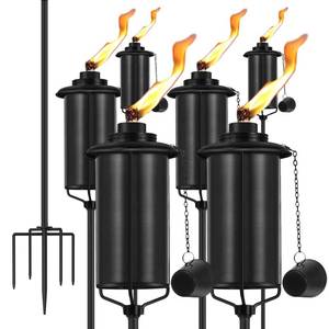 lot 11655 image: ZSPENG 6-Pack Garden Metal Torches, 60 Upgraded Citronella Torches with 5-Prong Grounded Stakes,16 oz Heavy-Duty Outdoor Torch Lights for Patio, Pathways, and Parties (Ultra-Stable Design)