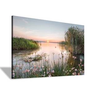 lot 11662 image: lake pictures wall decor artwork scenic canvas wall art lake scene artwork nature scenery painting - sunset landscape prints for bedroom house 16x11