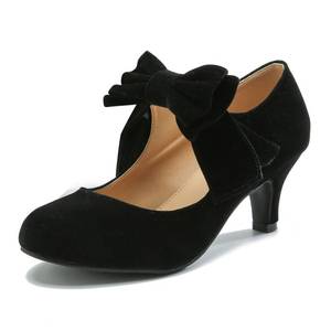 lot 11665 image: omthaka Womens Bow Mary Jane Kitten Heel Round Toe Low Heels Ankle Strap Dress Evening Party Pumps Black-US9