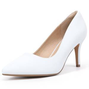 lot 11671 image: IDIFU White Heels High Closed Toe Womens Pumps Pointed Dress Shoes