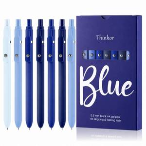 lot 12094 image: thinkor Gel Pens Black Ink, 7 Pcs 0.5mm Quick Dry Fine Point Smooth Writing Pens, Cute Office School Supplies Gifts for Women Student (7 Pcs Blue- Black Ink)
