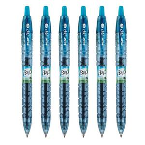 lot 12102 image: PILOT B2P - Bottle to Pen Refillable & Retractable Rolling Ball Gel Pen Made From Recycled Bottles, 0.7mm Fine Point, Turquoise Ink, 6-Pack