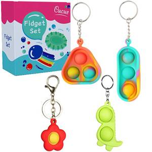 lot 12113 image: Cucue Simple Fidget Pop Toys - Portable, Calming Sensory Hand Toys for Fun & Stress Relief - Soft & Flexible Silicone Materials Keychain - Durable Poppers for Kids & Adults