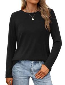 lot 12119 image: XIEERDUO Womens Tops Long Sleeve T Shirts Fall Fashion 2025 Black Tops Comfy Basic Tees Vacation Outfits M (Used)