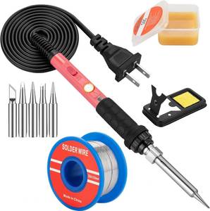 lot 12127 image: Soldering Iron Kit, 60W Soldering Iron with 5pc Interchangeable Tips, 10-in-1 Adjustable Temperature Solder Welding Tools, Fast Heating, Electronic Repair, 110V