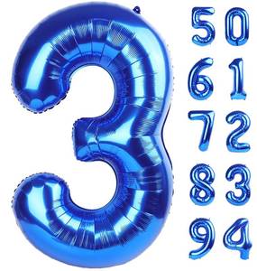 lot 12129 image: Navy Blue 3 Balloon - Number Balloon 40 Inch, 3rd Birthday Decorations