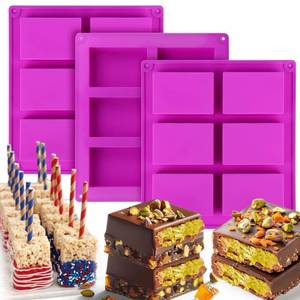 lot 12132 image: Palksky Rice Snacks Molds for Rice Krispies Treats Baking, 3pcs 6-Cavityrice Cereal Bars Trays for Crispy Treat Making, Candy Making Supplies for Chocolate Brownie Cornbread Pudding Butter Mould