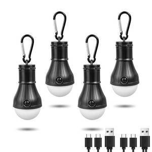 lot 12136 image: Jarxin Led Camping Lantern USB Rechargeable,Outdoor Tent Lights for Camping Hanging,with Clip Hook Camping Flashlight (4 Packs Black)