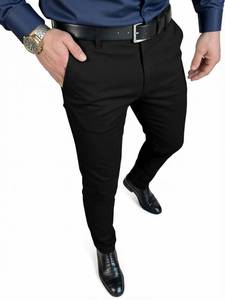lot 12150 image: JMIERR Mens Stretch Dress Pants Slim Fit Chino Casual Slacks Expandable Waist Tapered Golf Suit Pant, 27W28L, Black