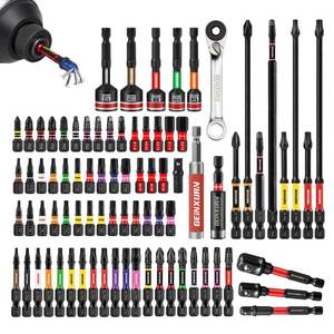 lot 12160 image: Geinxurn 82Pieces Impact Screwdriver Bits Set, Magnetic S2 Steel PhillipsSquareTorxHex Insert Power Bits Tips with Impact Bit Holder and Impact Nut Driver and Mini Wrench
