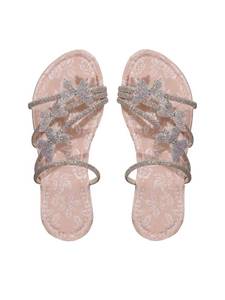 lot 12176 image: GORGLITTER Womens Butterfly Sandals Dressy Cute Strappy Glitter Rhinestone Open Toe Slides Wedding Bridal Flats Sandal Dusty Pink 9.5