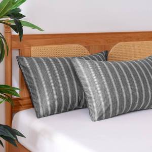 lot 12179 image: Amazon Basics Stripe Cooling Pillow Cases for Hot Sleepers, Soft Cooling Pillow Covers with Envelope Closure, 20 x 36, King, Dark Gray, Pack of 2
