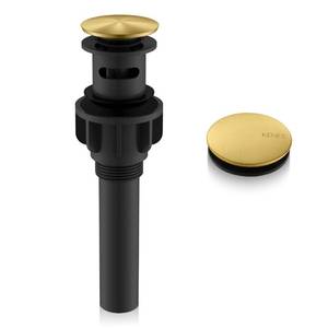 lot 12182 image: KENES Brushed Gold Pop Up Bathroom Sink Drain Assembly with Overflow