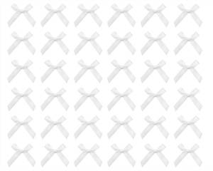 lot 12184 image: Tupalizy Ribbon Bows Mini Satin Fabric Bows Flowers for DIY Craft Sewing Scrapbooking Wedding Christmas Party Favors Bakery Treat Gift Box Decoration Packaging, 40x40x10mm, 50PCS (White)