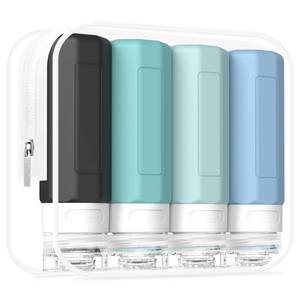 lot 12185 image: Redfly Travel Bottles for Toiletries, Tsa Approved 3oz Travel Size Containers, Leak Proof Travel Size Toiletries Bottles Silicone, BPA Free Refillable Shampoo Conditioners Essentials Kit, Gray (Slight Use)