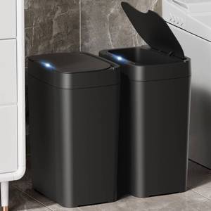 lot 13329 image: Vanpopubs 2 Pack 2.7 Gal Bathroom Trash Can with Lid, Automatic Trash Can Small Smart Garbage Can Touchless, Slim Motion Sensor Waterproof Plastic Trash Bins for Bedroom Office Kitchen Toilet Black